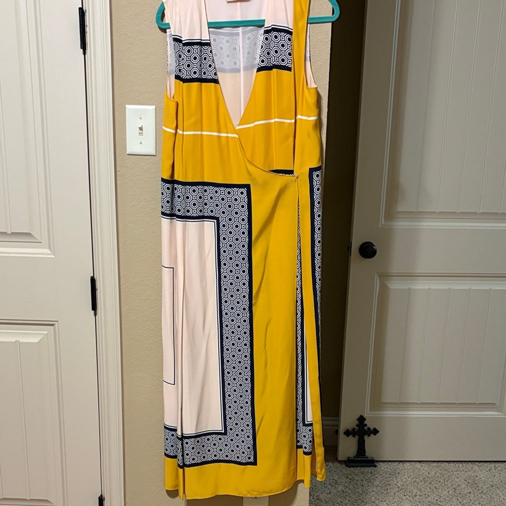 Tory Burch Mustard Yellow, Cream & Black Patterned Maxi Dress